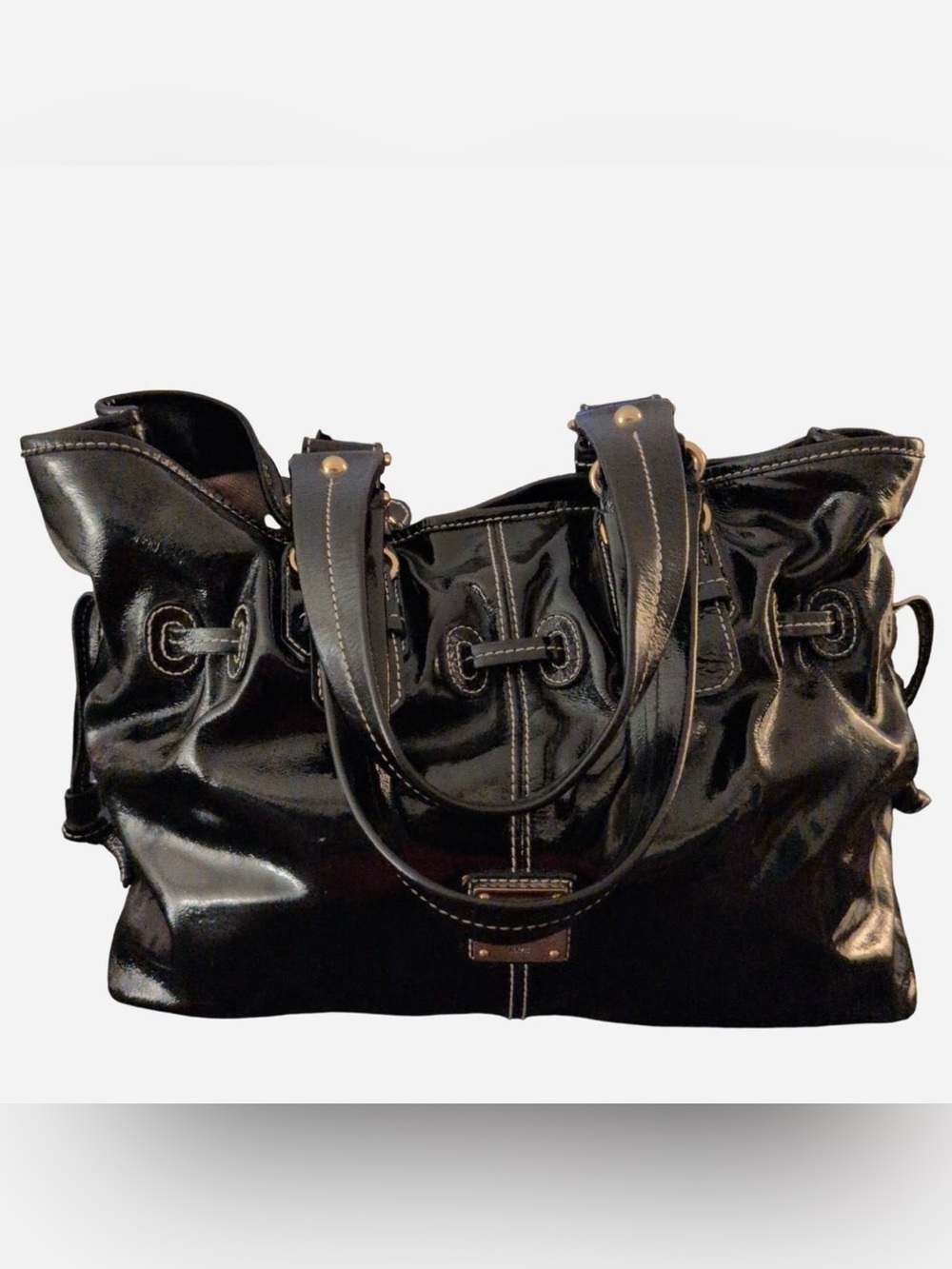 Dooney & Bourke Black Patent Shoulder Bag - Picture 2 of 8